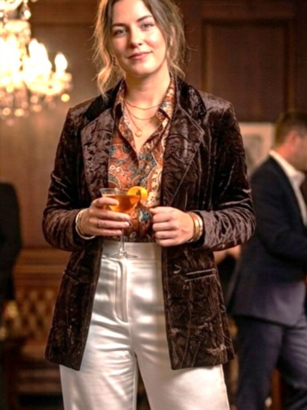 Lola & Sophie NY Women Crushed Velvet Open-Front Blazer Large Brown MADE IN USA